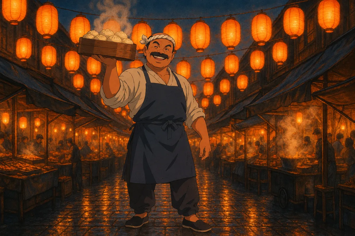 Genta at the lantern market, made by Linehaze