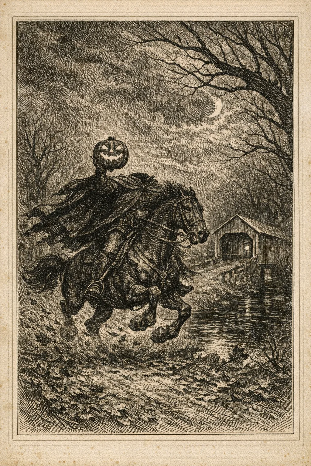 The Headless Horseman, engraved, made by Night Fables