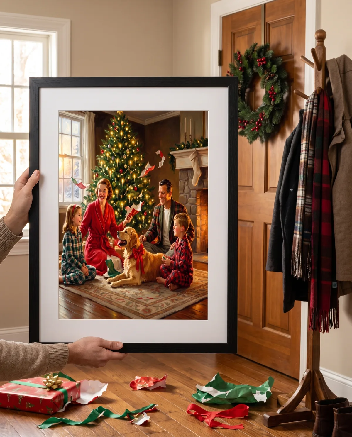 Christmas print in the hall, made by Painted Holidays