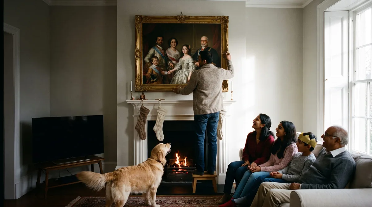 The portrait goes up for Christmas, made by Painted Holidays