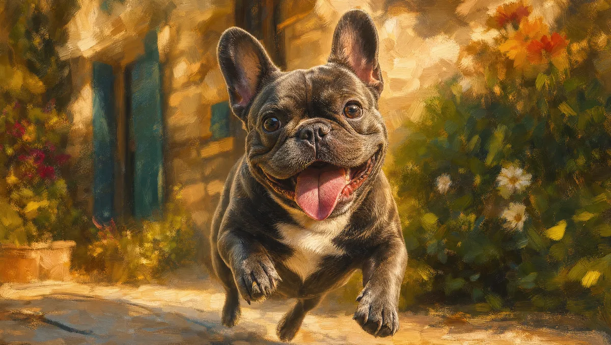 French bulldog in a summer garden, made by Painted Pup