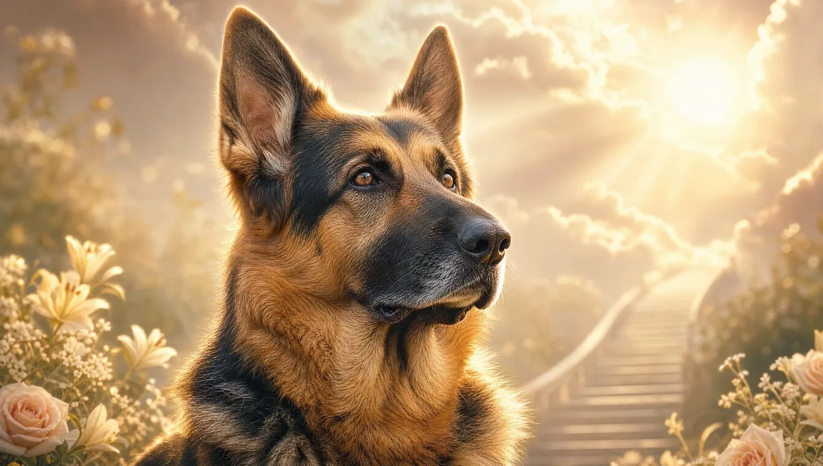 Shepherd in golden light, made by Painted Pup