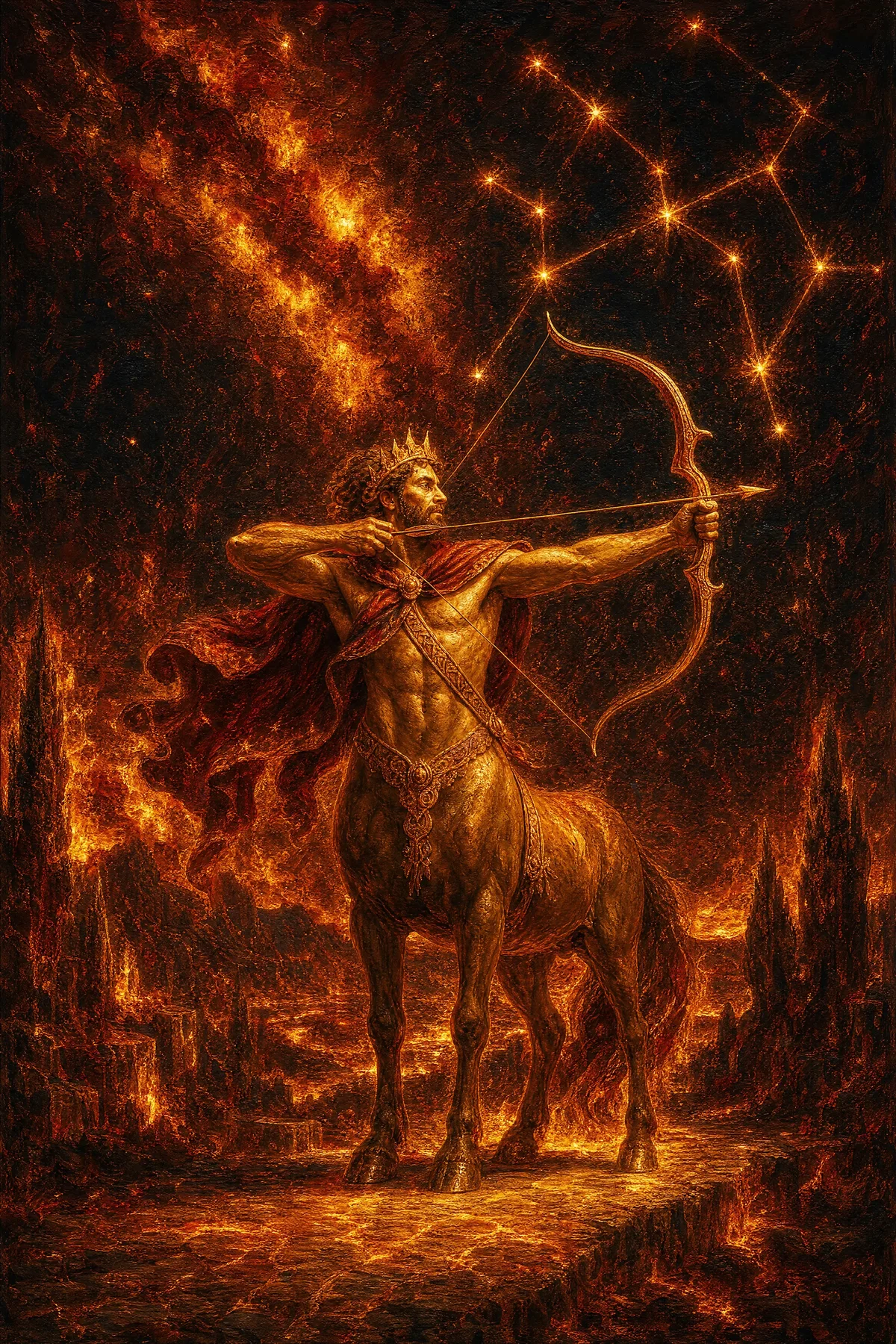 Sagittarius in fire, made by Painted Zodiac