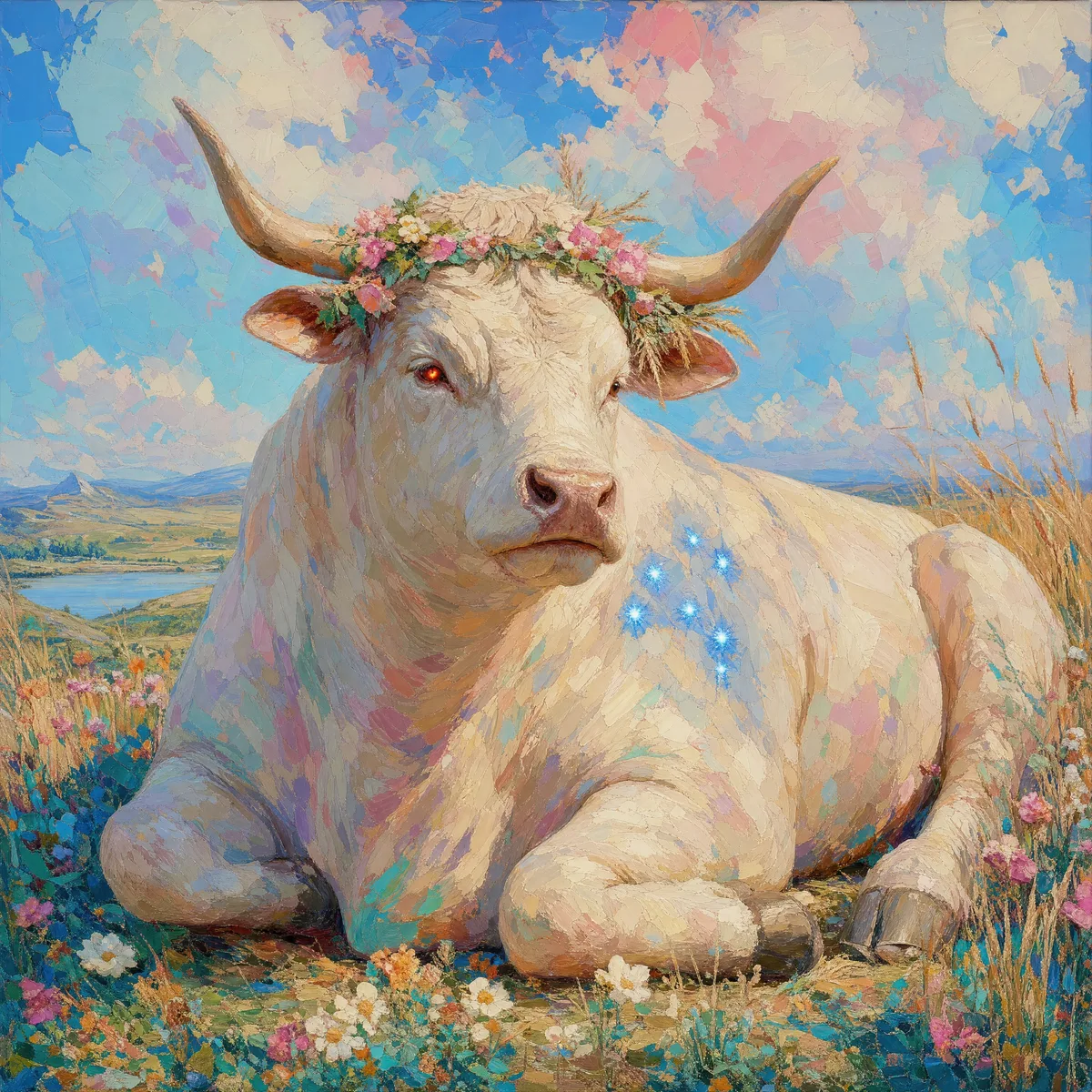 Taurus in flowers, made by Painted Zodiac
