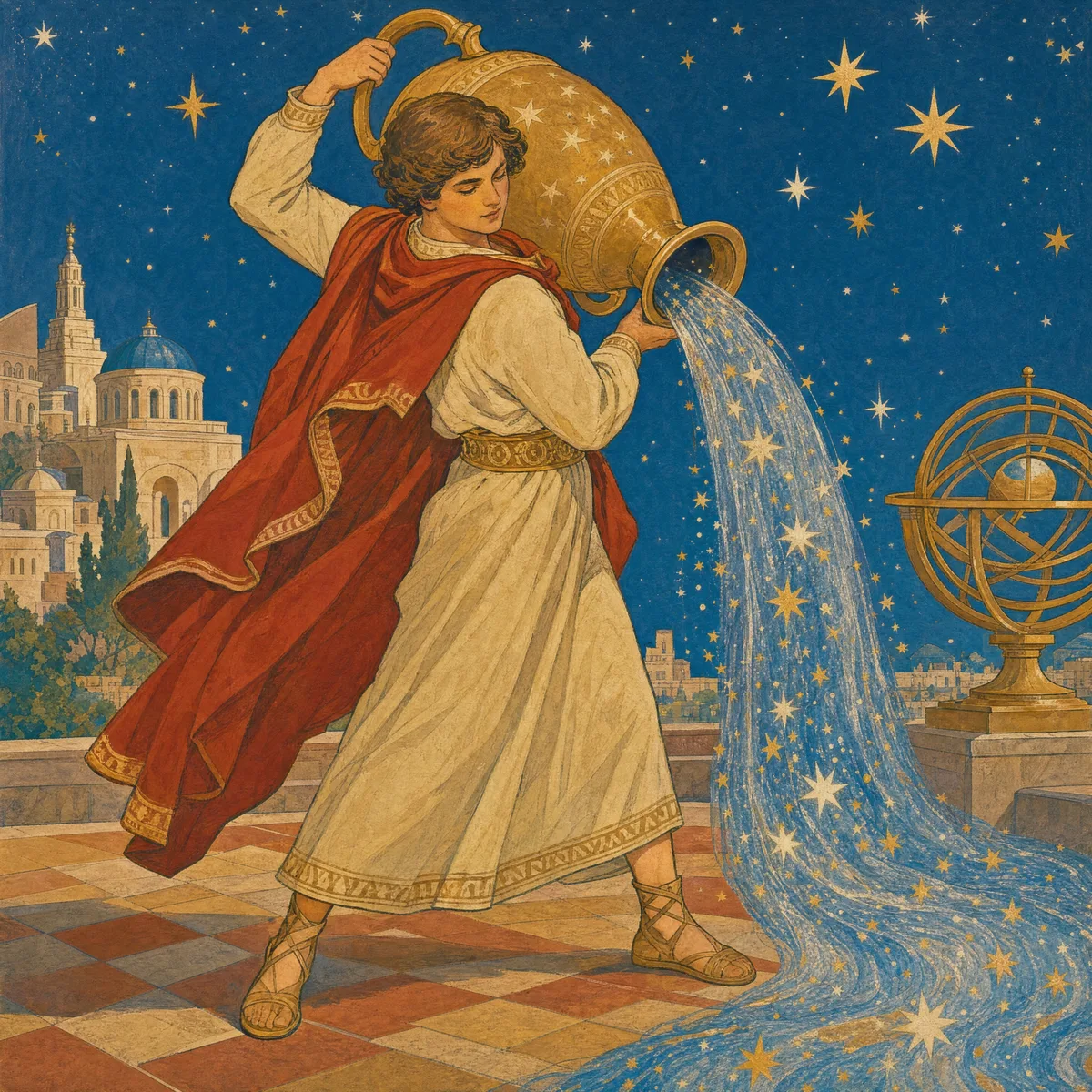 Aquarius pours the stars, made by Painted Zodiac