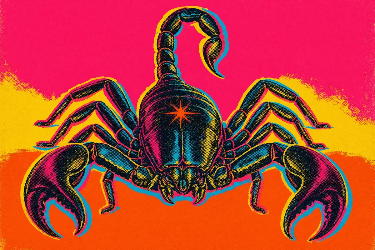 Scorpio in neon, made by Painted Zodiac