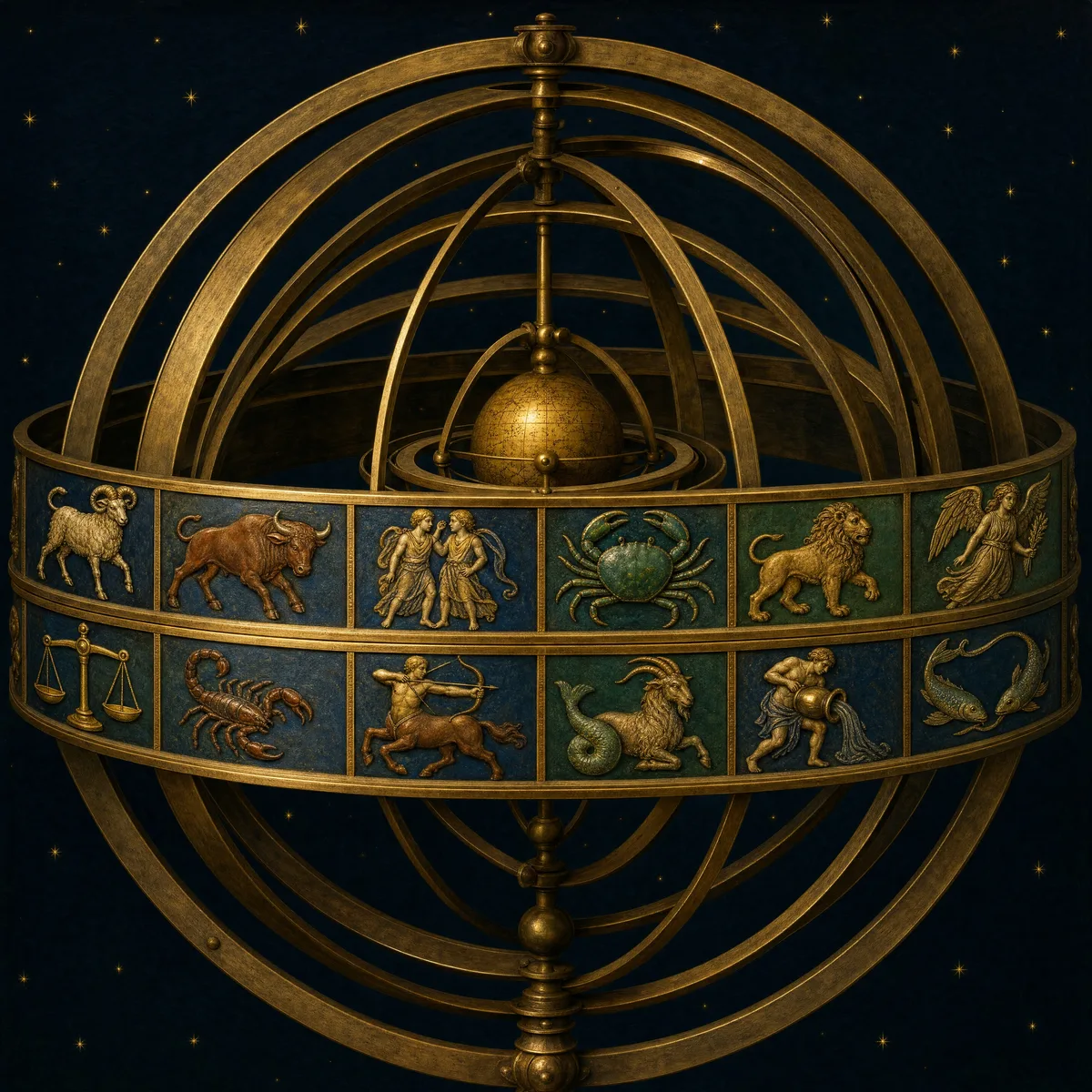The armillary sphere, made by Painted Zodiac