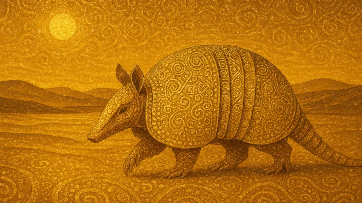 Armadillo in gold, made by Pawtrait