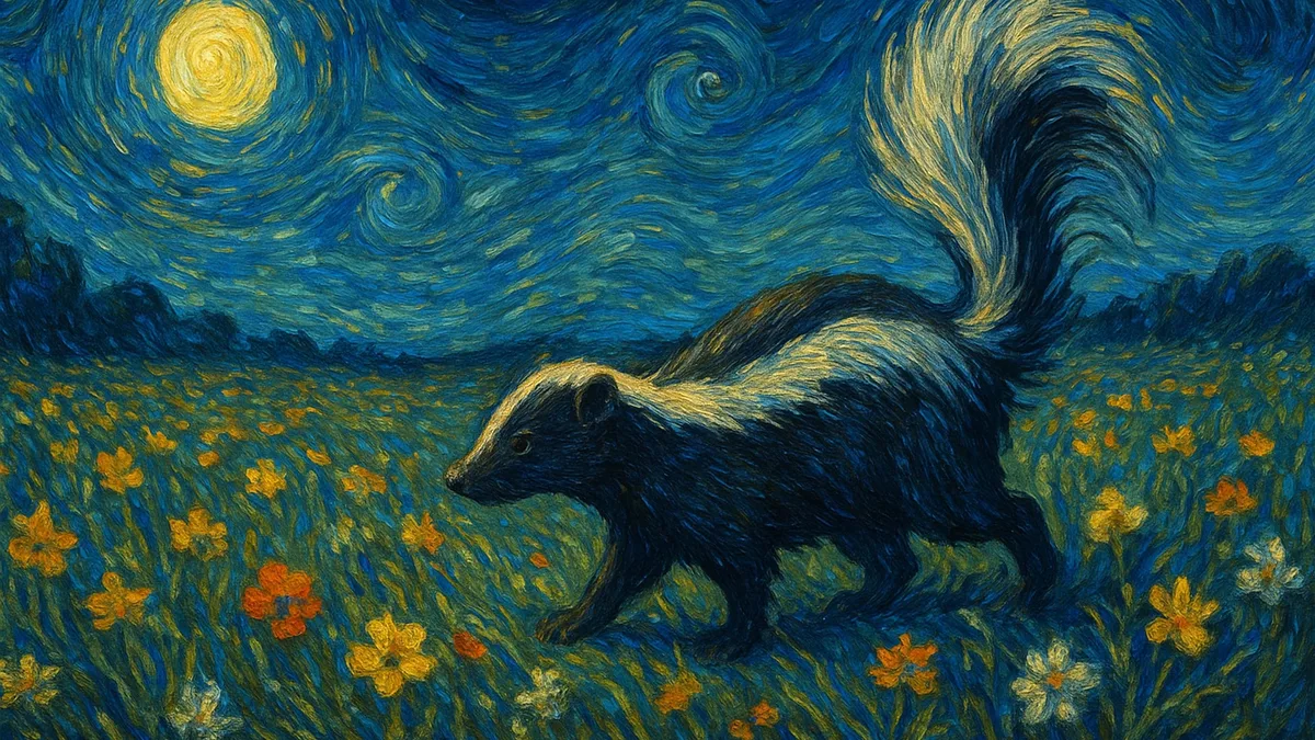 Skunk under the moon, made by Pawtrait