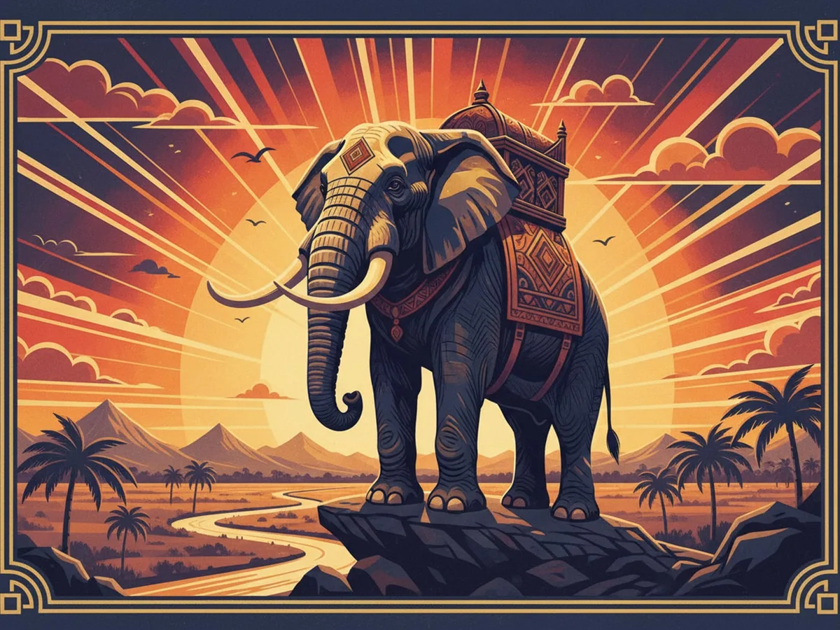 Elephant, travel poster, made by Pawtrait