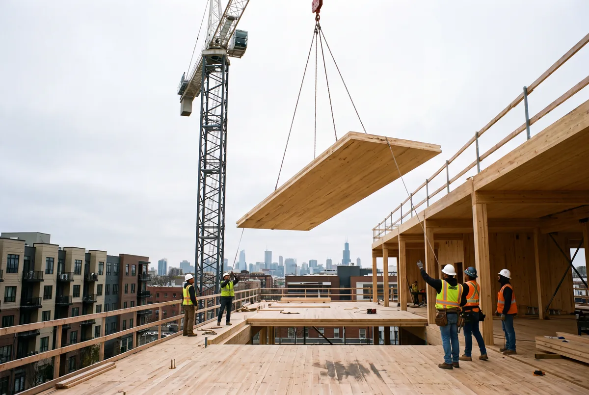 A floor lifted into place, made by Plansmith