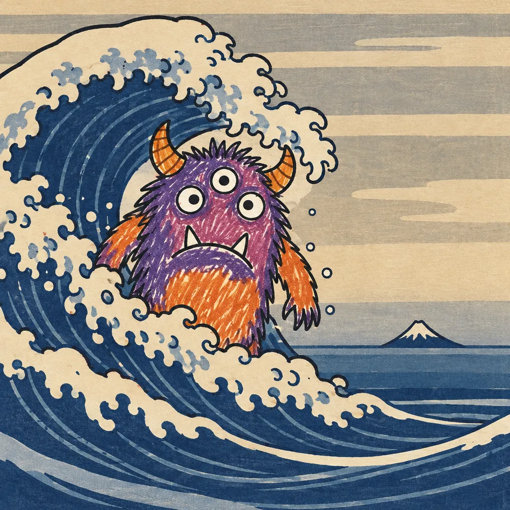 Monster on the great wave, made by Treasures Kept